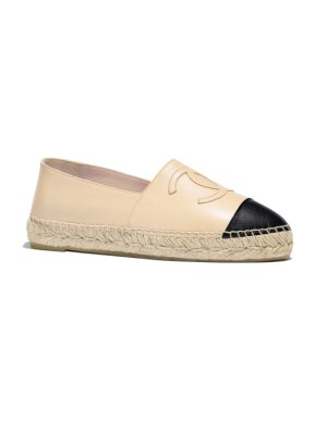 Chanel Lambskin Beige & Black Espadrilles