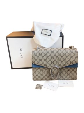 Gucci Monogram Supreme Blue Suede Dionysus