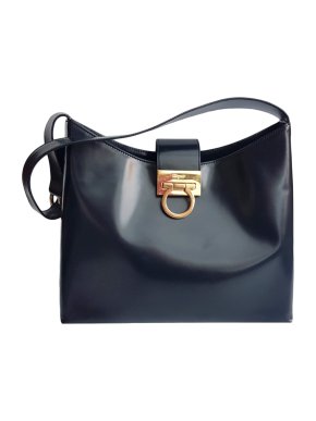 Salvatore Ferragamo Gancini Navy Tote Bag