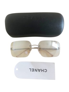 Chanel Silver Vintage Rectangle Sunglasses