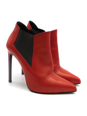 Saint Laurent red stiletto chelsea boots