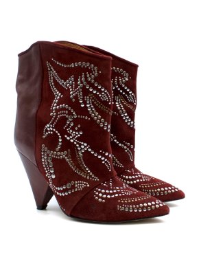 Isabel Marant Burgundy Embellished Lance Boots