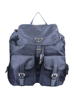 Prada Blue Nylon And Saffiano Leather Backpack