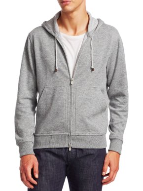 Brunello Cucinelli Grey Zip-Up Hoodie