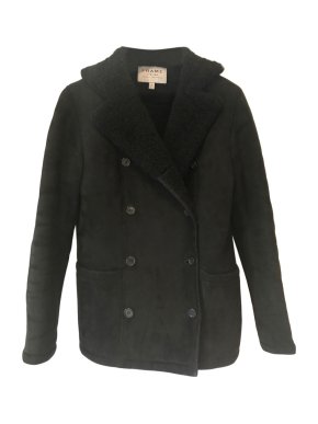Frame Black Suede Shearling Coat