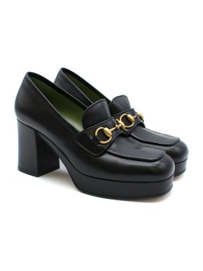 Gucci Horsebit-detailed Black leather platform loafers