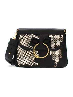 J.W.Anderson Black Embellished Leather Pierce Bag