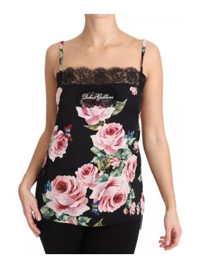 Dolce & Gabbana black rose print camisole top