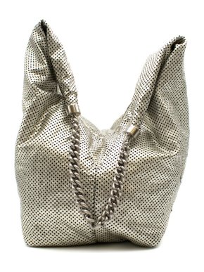 Chanel Silver Leather Perforated Rodeo Drive Bag
