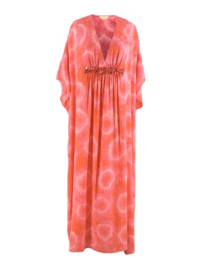 Michael Kors Collection Pink Silk Tie Dye Kaftan