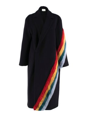 Anya Hindmarch Spectrum Stripes Virgin Wool Coat With Mink Fur