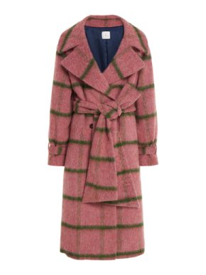 Stella Jean Pink Check Wool Coat