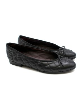 Chanel Quilted Leather Black Ballerina Flats