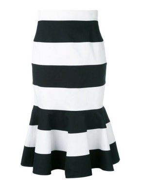 Dolce & Gabbana Striped Fluted Hem Black & White Skirt