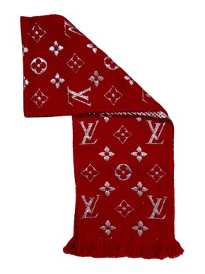 Louis Vuitton Red Logomania Shine Wool Blend Scarf