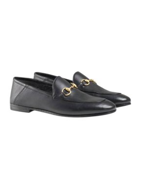 Gucci Foldable Black Horsebit Leather Loafers