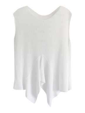 Sarah Pacini White Knit Asymmetric Top