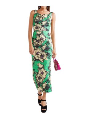 Miu Miu Ruched floral-print silk-blend cloqué midi dress