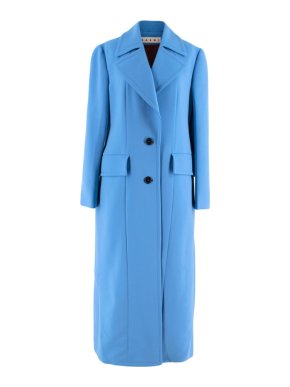 Marni Blue Virgin Wool Long Coat