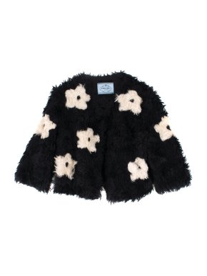 Prada Mohair Blend Faux Fur Jacket with Daisy Print