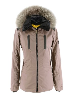 Fendi Taupe Ski Jacket With Fox Fur Hood