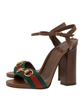 Gucci Web Stripe Tan Sandals