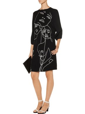 Stella McCartney James Black Embroidered Crepe Dress