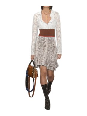 Chloe Python Print Jacquard Knit and Lace Dress