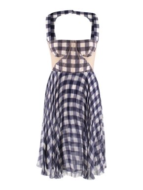 Christopher Kane Sheer Panelled Corseted Gingham Silk Mini Dress