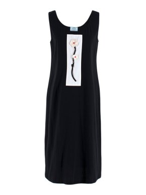 Prada Black Dress w/ Embroidered White Flower