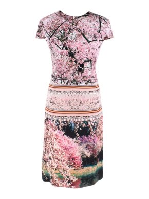 Mary Katrantzoi Cherry Blossom Cap-Sleeve Midi Dress