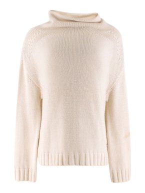 Loro Piana Cream Cashmere Draped Neck Sweater