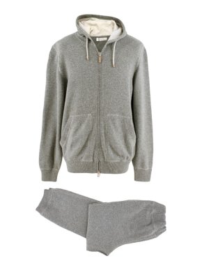 Brunello Cucinelli Grey Cashmere Track Set