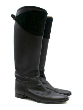 Hermes Black Leather Riding Boots