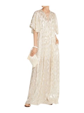 Rachel Zoe Net-A-Porter exclusive lace-up metallic fil coupe dress