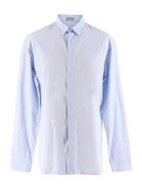 Dior Homme Blue Dress Shirt with Bee Embroidery