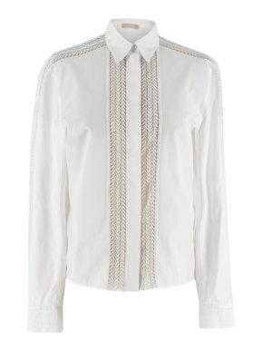 Alaia White Poplin Lace Panelled Shirt