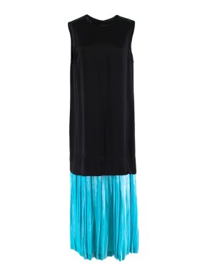 Toga Pulla Midi Shift Dress With Velvet Contrast Hem