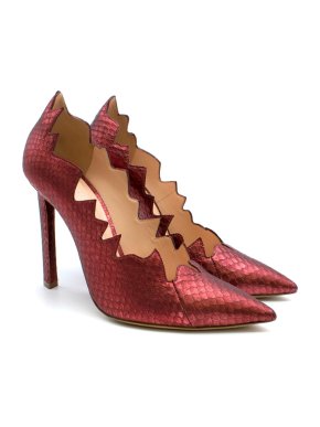 La Perla Red Snake Skin Court Pumps
