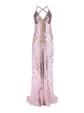 Temperley London StarletLilac Sequin-embellished Chiffon Gown