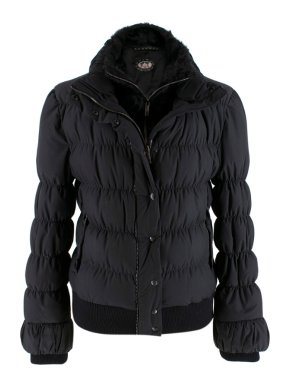 Fendi Black Puffer Jacket w/ Goat Fur Trim