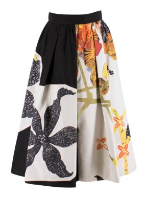 Prada Floral Faille Silk Midi Skirt