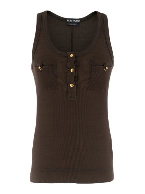 Tom Ford Brown Ribbed Silk Tank Top