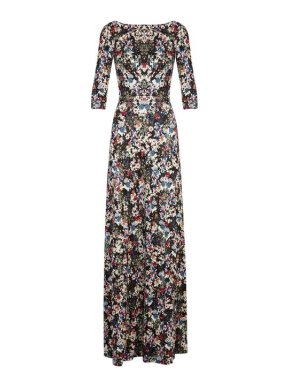 Erdem Silk Jersey Floral Print Bateau Maxi Dress