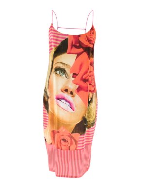 Richard Nicoll Pink Face Print Striped Dress