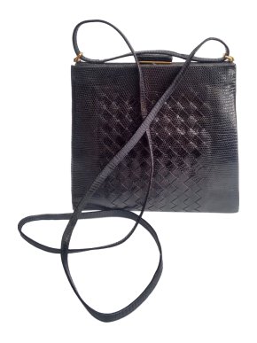 Bottega Veneta Black Lizard Intreciatto Leather Shoulder Bag