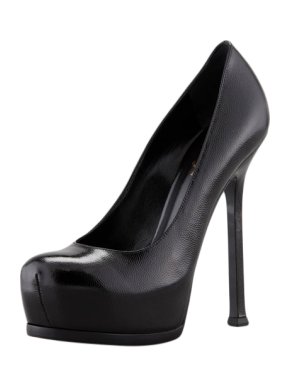 Saint Laurent Black Grained Leather Tribtoo Pumps