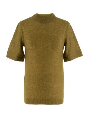 Prada Khaki Semi Sheer Mohair Blend Knit Top