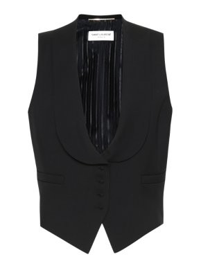 Saint Laurent Black Virgin Wool Gabardine Waist Coat