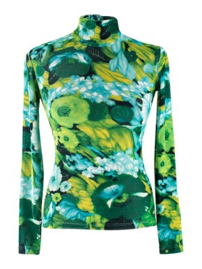 Richard Quinn Turtleneck Long-sleeve Floral-print Top